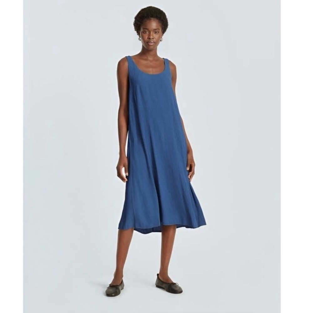 Everlane the Naia ripple tank dress deep blue